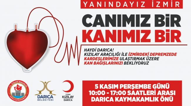 Darıca'dan İzmir için kan bağışı kampanyası düzenleniyor!