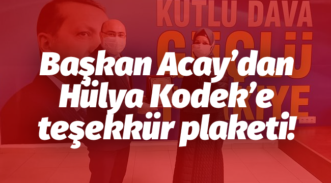 Başkan Acay'dan, Hülya Kodek'e plaket!