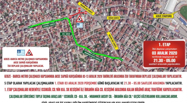 Dikkat! Gebze'de geçici güzergah uygulaması