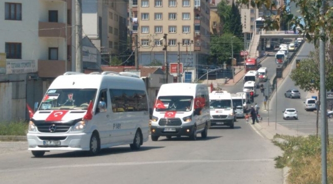 Darıcalı servisçilerden İsrail'e konvoylu protesto!