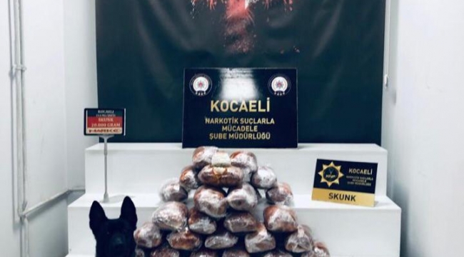 Kocaeli'de bir TIR'ın içinde 20 kilo uyuşturucu madde ele geçirildi