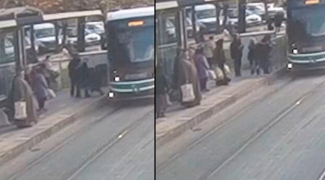 Tramvay altında kalmaktan güvenlik görevlisi kurtardı