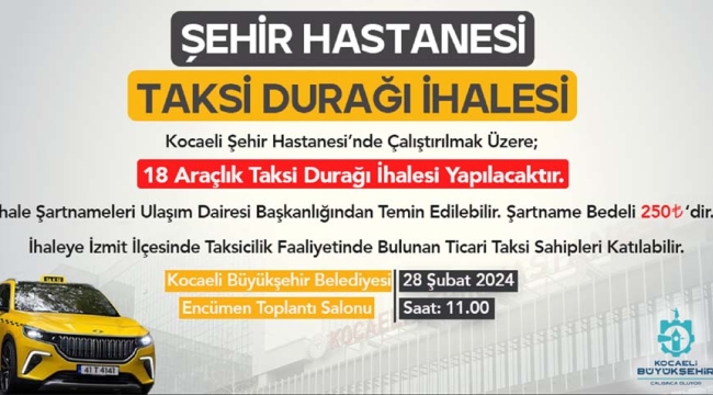 Şehir Hastanesi için 18 araçlık taksi ihalesi